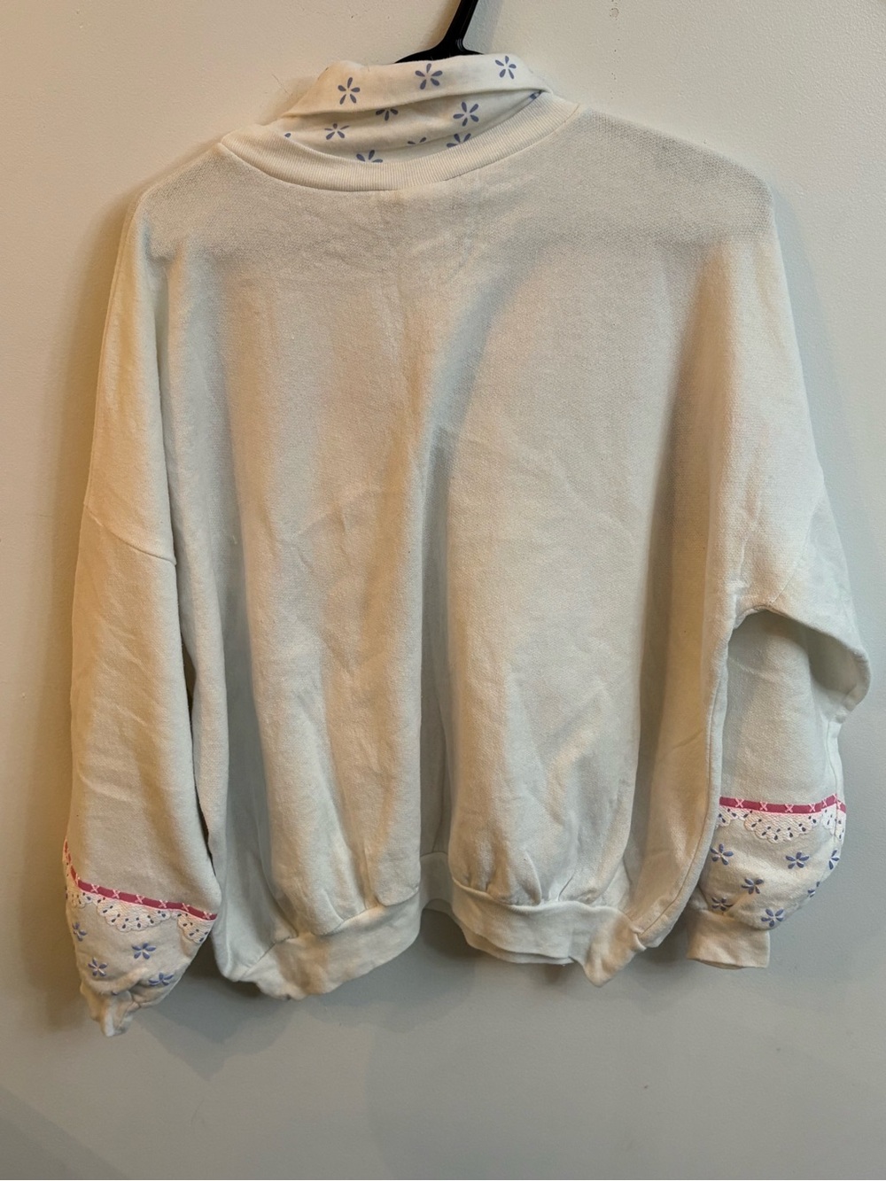 Vintage Cream Cat & Tea Party Print Turtleneck Sweater medium - Picture 8 of 12